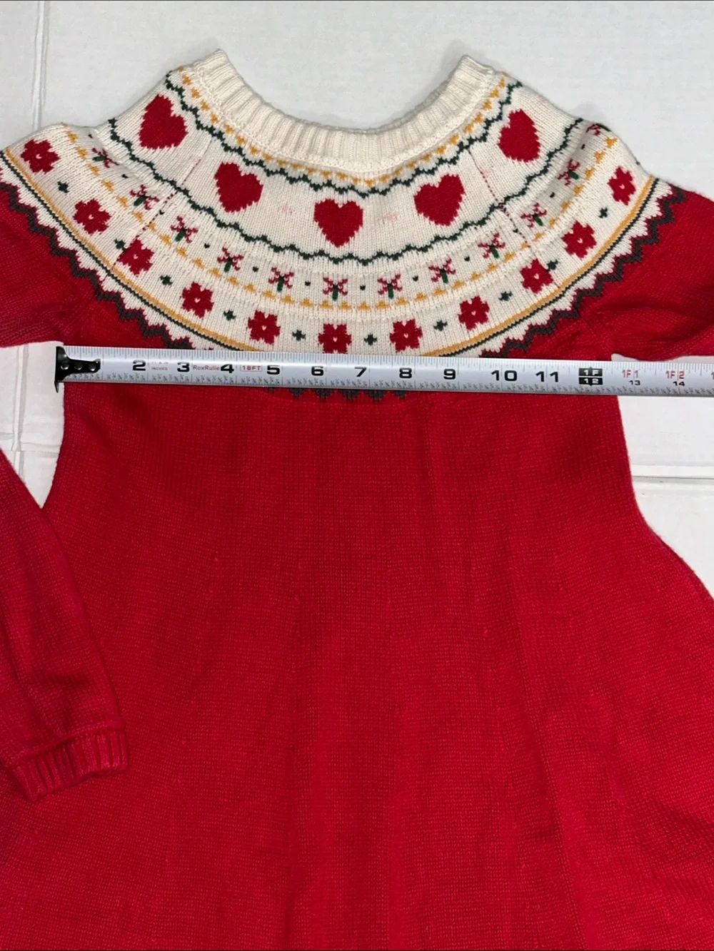 Hanna‎ Andersson Sweater Dress Fairisle Red Long Sleeve Holiday Youth Girls 6/7